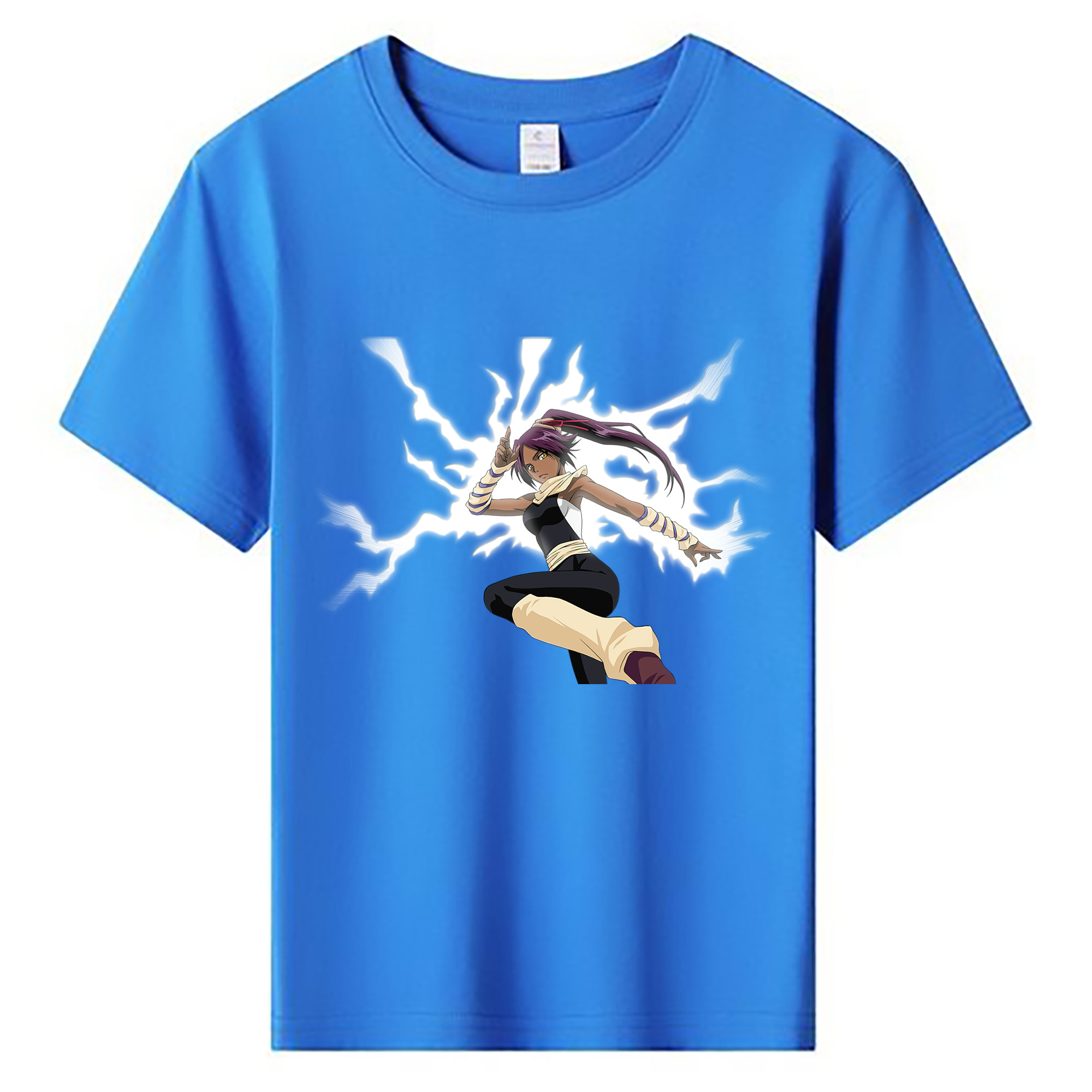 （画像用） ブリーチ 四楓院 夜一（しほういん よるいち） BLEACH Shihouin Yoruichi 綿100％キッズTシャツ（フロントプリント）